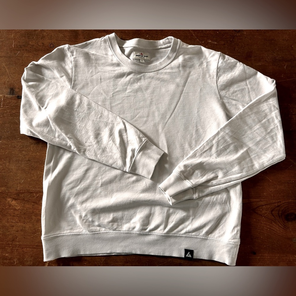 American Giant ecru 100% cotton classic French terry crewneck sweatshirt.